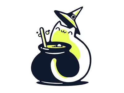 Witch Cat Logo blake stevenson brand cartoon cat character design cute design halloween illustration jetpacks and rollerskates logo retro ui witch