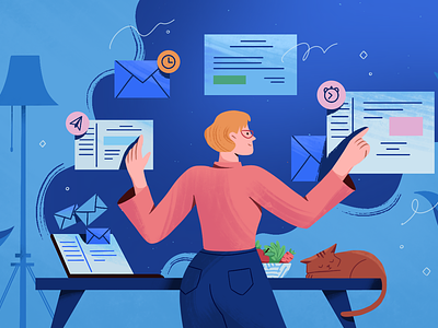 Spark Mail app art blog blue cat character colorful design editorial email illustration inbox ios letter macos mail manage productivity readdle spark