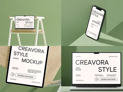 Sagea - Minimal Photo & Mockup brand branding creavora freebies interior iphone layout macbook mockup place holder presentation sage
