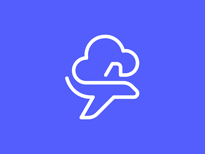 Airplane in the clouds airplane branding cloud design geometry icon line logo mark minimalism vector