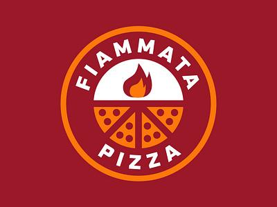Fiammata Pizza Truck Logo Design badge flat design food truck logo pizza pizza truck retro thick lines