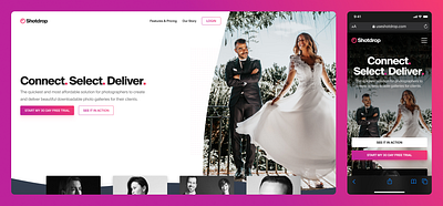 Shotdrop photography web application web design