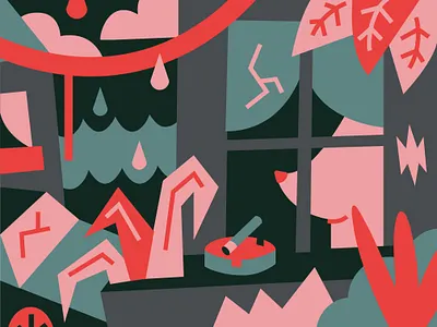 I Saw My Neighbor's Boobs boobs brooklyn design florida illustration miami new york noah levy pink red tropical vector