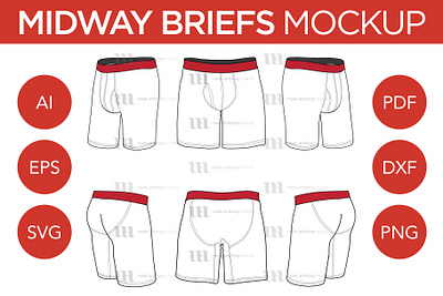 Midway Boxer Briefs - Vector Template Mockup briefs