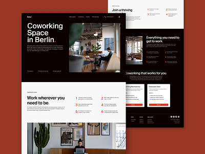 Coworking space booking coworking dark theme design friends landing membership remote staff typography ui ux web work