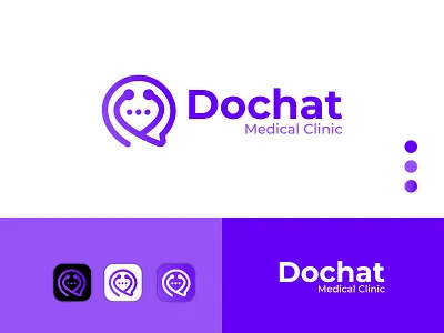 Dochat | Online Medical clinic logo abstract branding design chat chat doctor clinic clinic care doctor doctor chat logo design logo mark logo sign medical medical app logo minimal minimalist modern online doctor online medical clinic logo stethoscope symbol