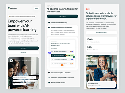 Elevate IQ - Mobile & Tablet Versions course design education educational platform elearning internal knowledge knowledgebase landing page learning management system lms lms landing lms website online learning staff learning staff training team training ui ux web design webdesign