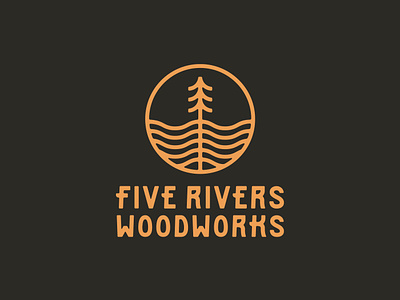 Five Rivers Woodworks craft illustration logo river symbol tree wood working