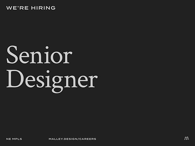 Now Hiring: Senior Designer brand branding designer hiring job