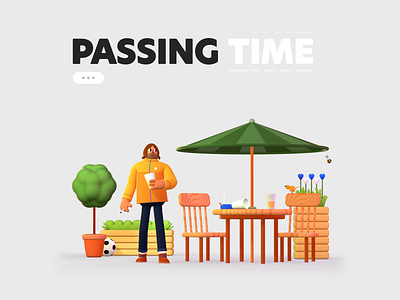 ⏳ Passing Time - Pub Garden 🍺🚬 3d 3d character animation bee beer beer garden bird character animation character design drinking gif illustration motion pub render smoke summertime