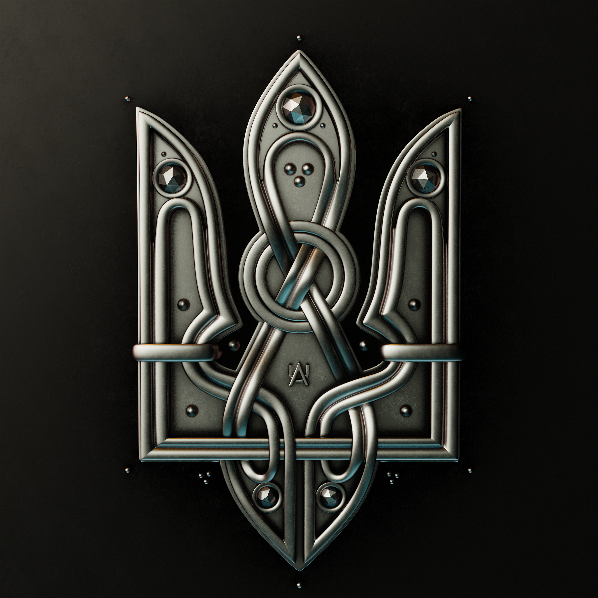 3D Celtic Trident 3d branding celtic coat of arms graphic design illustration logo metal trident ukraine