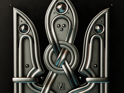 3D Celtic Trident 3d branding celtic coat of arms graphic design illustration logo metal trident ukraine