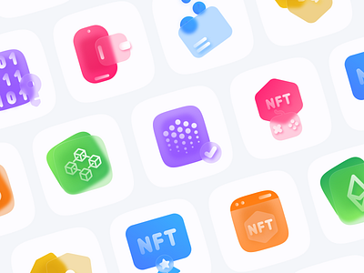 Web 3 Glass Icons blockchain colorful cryptocurrency design glass icon glassmorphism icon icon set icondesign iconography iconpack illustration minimal nft ui vector web3