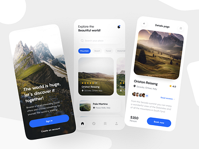 Travel App Design app branding dashboard home intro travel ui vector