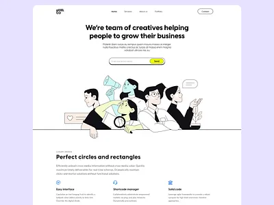 Creative studio website design adobe illustrator creative agency creative studio flat hero home page illustration landing page landing page design landingpage minimal ui ui design user interface user interface design uxui webdesign website