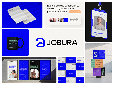 JOBURA - Job Hiring Platform Logo & Branding brand guideline brand guidelines brand identity branding branding designs graphic design human resources job hiring logo job hiring platform landing page logo design logo designer logo mark modern branding modern logo saas branding startup branding typography visual identity web design