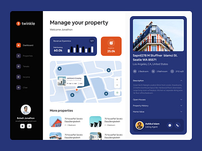 Property Management Dashboard agent clean ui concept dashboard estate home house listing management property real estate real estate agent realestate realestateagency realestatelife redesign rent uiux webapp