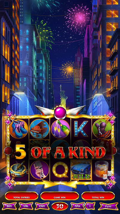 Slot winning design. 5 of a kind game winning 5 of a kind design gambling art gambling design game art game design game slot graphic design illustration slot design slot machine slot winnings ui ui design