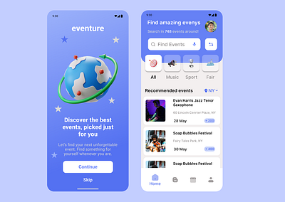 Eventure – A Smart Mobile App for Effortless Event Booking 🎟️✨ appdesign creativedesign dailyui designinspiration designtrends dribbble eventapp eventbooking eventplanner figma interactiondesign minimaldesign mobileapp productdesign uidesign uiuxdesign uxdesign