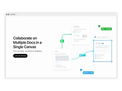 AFFiNE's Website affine branding illustration layout productivity tool ui ux web website whiteboard