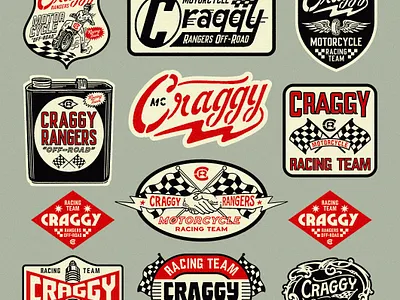 Sticker Pack for CRAGGY RANGERS artwork branding graphic design handrawn illustration vintage vintage logo