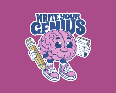 Write Your Genius art brain brain art brain character brainstorming character design characterdesign characters creative brain cute art cute illustration genius illustration retro art retro brain retro cartoon retro style rubberhose style sute brain write your genius