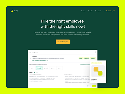 Picko assessment hire hiring hr human resource people picko user interface