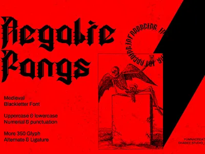 Regalie Fangs – Medieval Blackletter Font blackletter bold classic design font fraktur gothic illustration medieval modern new old old english retro trend typeface typography ui vintage web