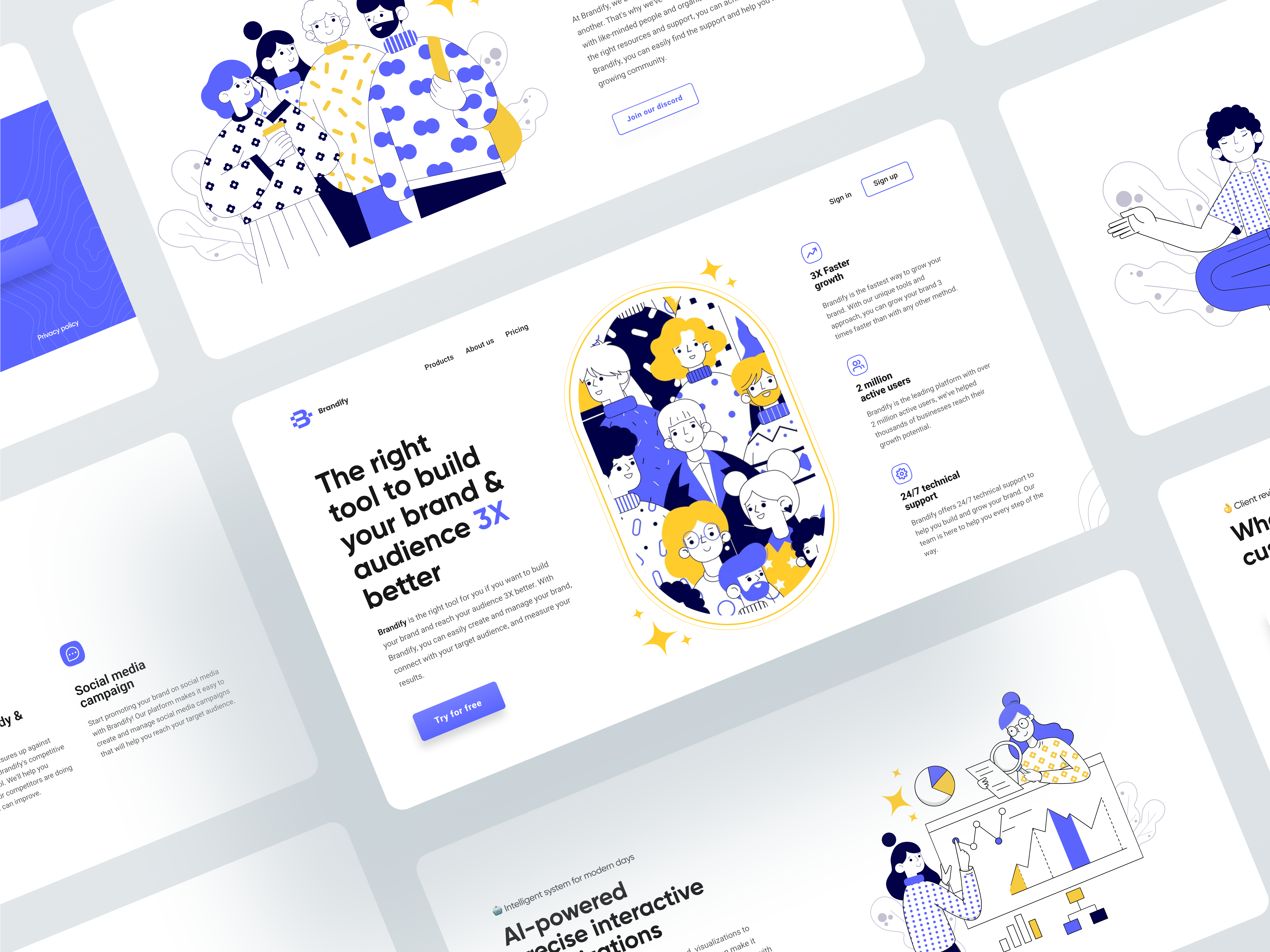 Brandify - Website: Landing Page branding design figma illustration logo typography ui ui design ux vector