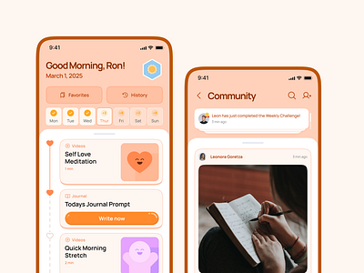 MyMental - Mental Health App Concept | Home & Community 🧡 app design following health illustration love mental health mobile app pop popular trending ui ux