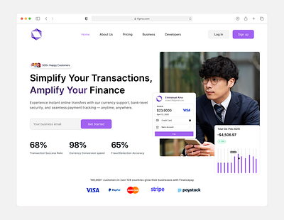 Fintech Hero Section animation graphic design ui