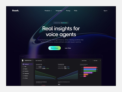 Roark - AI Landing Page ai agent ai startup software voice agent