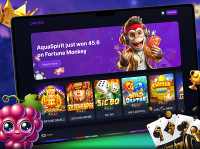 Casino Web Design | Gambling Website bets betting dashboard bright casino casino app casino dark mode casino development casino home page casino landing page casino website crypto casino gambling design igaming design live casino design money games poker online poker website slot game ui slots ui sporbook vip gambling