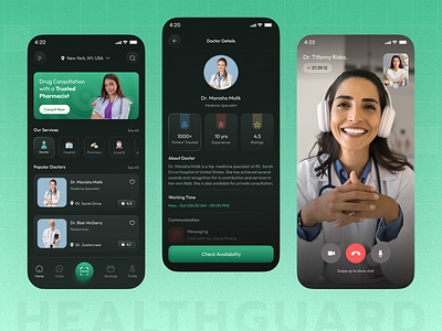 HealthQuard: Health Care App Design appdesign creativedesign designinspiration digitalhealth healthandwellness healthcaredesign healthcareinnovation healthcaresolutions healthforall healthtech medicalservices medicalui pharmacyapp simplifiedhealthcare techforgood telemedicine uidesign userexperience uxdesign wellnessapp