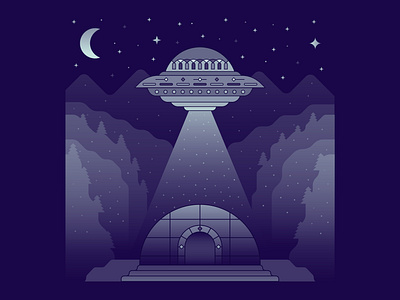 UFO and Igloo art branding colour design digital art geometric graphic design illustration logo ufo