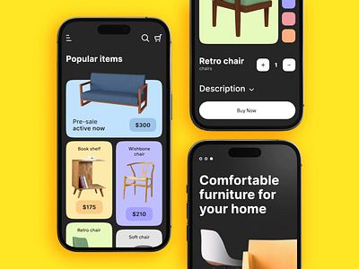 Mobile | Furniture shop 3d 3d animation 3d motion android animated animation design desire agency furniture furniture store graphic design ios mobile mobile app mobile interface mobile ui motion motion design motion graphics ui