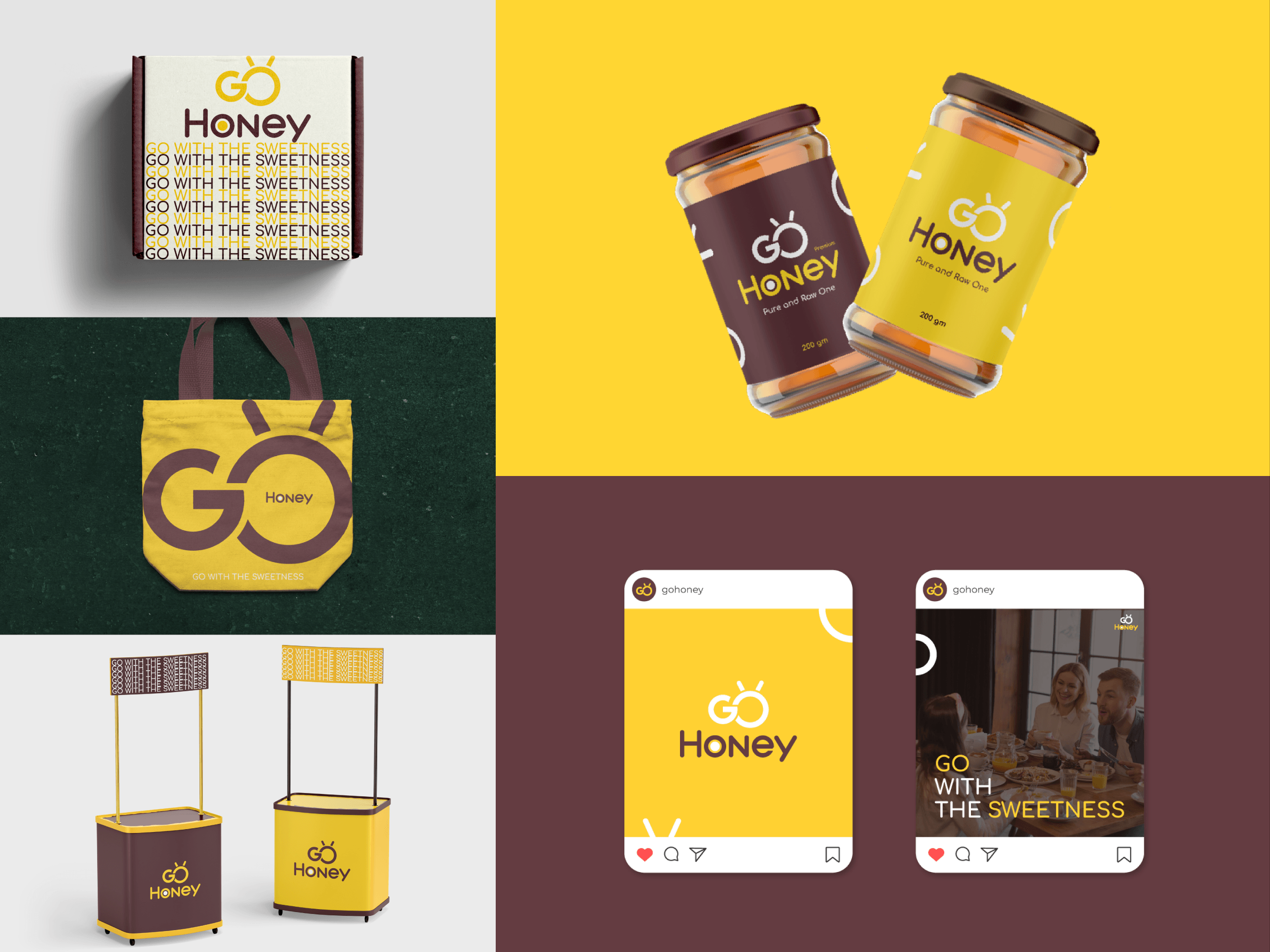 Go Honey - Logo & Identity Design animal logo bee logo brand identity branding food and baverages logo food logo food packaging honey logo identity design jar packaging logo design packaging and labeling packaging design pictorial logo typographic logo typography