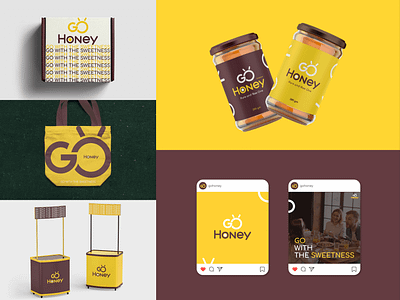 Go Honey - Logo & Identity Design animal logo bee logo brand identity branding food and baverages logo food logo food packaging honey logo identity design jar packaging logo design packaging and labeling packaging design pictorial logo typographic logo typography