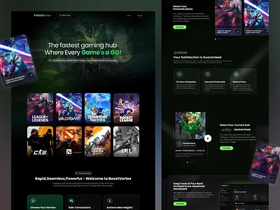 Game Boosting Website boost darkmood design fullpage gameboost gaming landing ui ux uxui design website