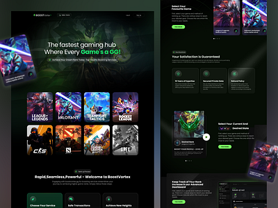 Game Boosting Website boost darkmood design fullpage gameboost gaming landing ui ux uxui design website
