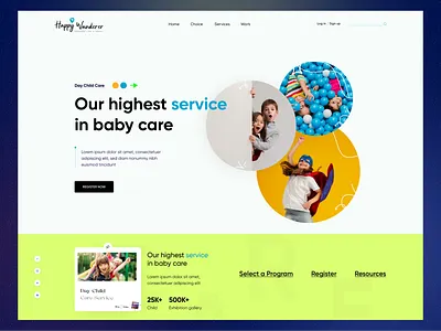 Day child care- Website Design care child child care children day care education healthy homepage interface kids illustration kids school landing page landing page design nft online learning online school teaching template web design website design