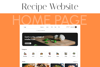 Recipe Website (Home Page) 3d animation behance branding figma logo ui uidesign uiux website website design