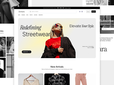 Zentara: Ecommerce Website art creative design ecommerce fashion figma graphic design illustration landing page landingpage ui uiux ux