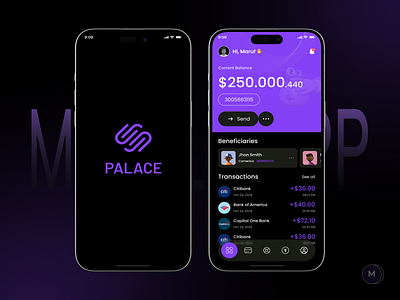 PALACE - Banking App app app design banking app digital banking digital wallet finance finance app financial services fintech fintech app mobile app design mobile banking payment payment app personal finances saas savings transactions ui ui design