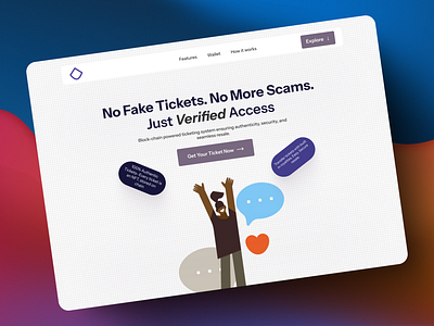 Ticket Chain hero section branding design figma illustration landing page logo ui ux web design website