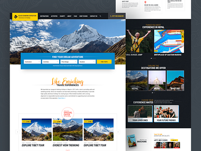 Trip Operator Landing Page - Nepal adventure branding data discount filter hike landing mountain nepal rafting tour travel trek trekking trip ui website