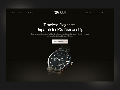 Luxury Watch Website Hero Section – Antriac Luxury creativedesign designcommunity designinspiration designtrends dribbble ecommercedesign figma herosection landingpage luxurybrand minimaldesign moderndesign premiumlook uiux uxdesign watchdesign webdesign