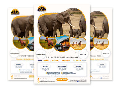 Explore Maasai Mara Flyer fyer graphic design tours travel