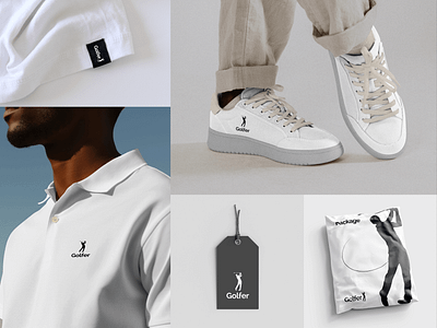 Golfer - Logo & Identity Design apparel apparel brand apparel logo clothing clothing brand clothing logo fashion fashion brand fashion logo golf golf branding golf club logo golf logo golf lovers golfers shoes logo sports brand sports logo stationery design tag