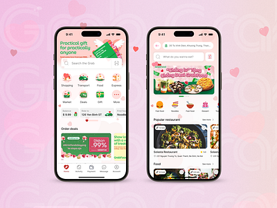 Grab Valentine APP | UI Mobile App Design app design grab app design grab mobile app design grab valentine app design grab valentine theme app design interactive design mobile app design ui ui design ui ux ui ux design user research ux valentine theme valentine theme design